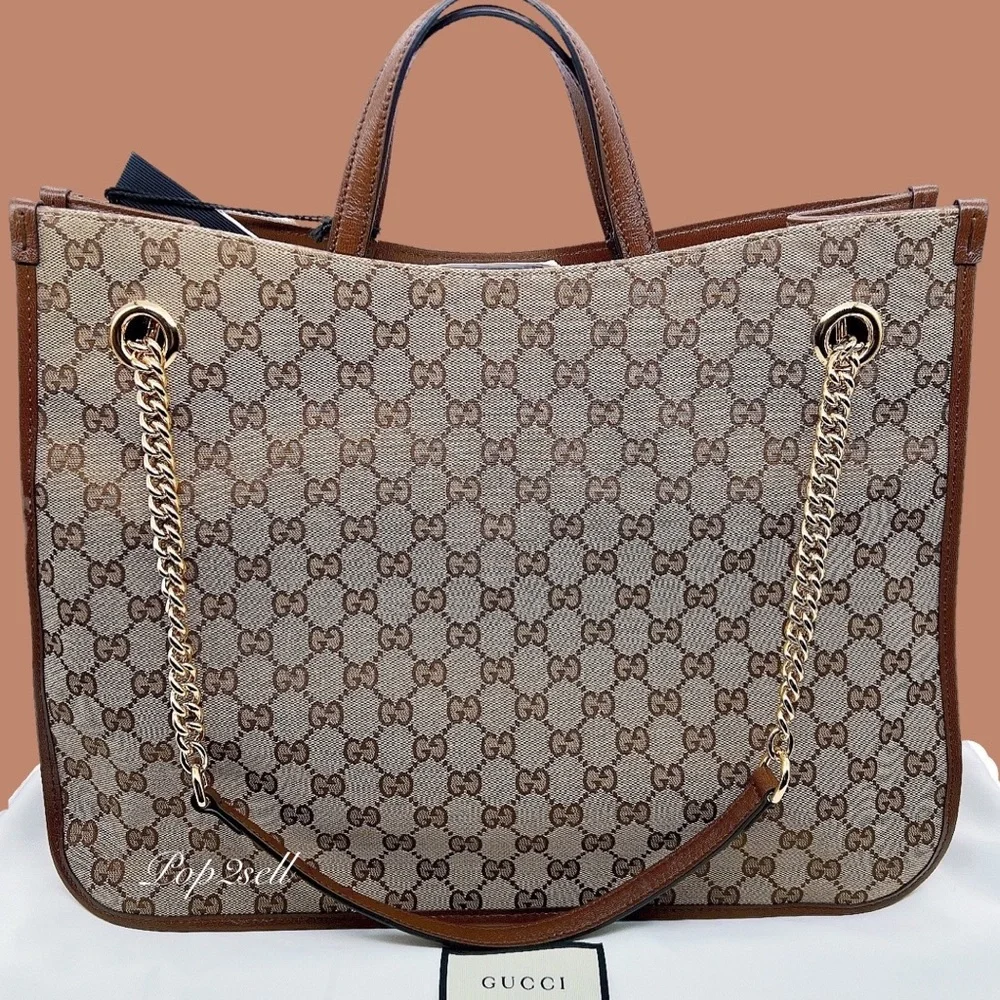 NEW Gucci Horsebit GG Supreme Monogram Canvas Large Top Handle Tote Bag - Picture 6 of 13